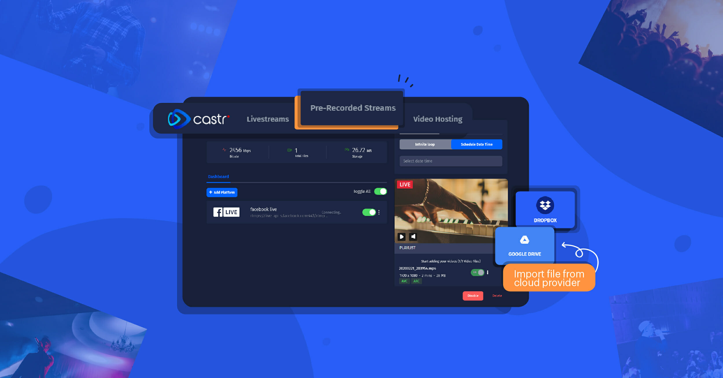 Product Update: Stream Pre-recorded Videos in Castr’s New Tab